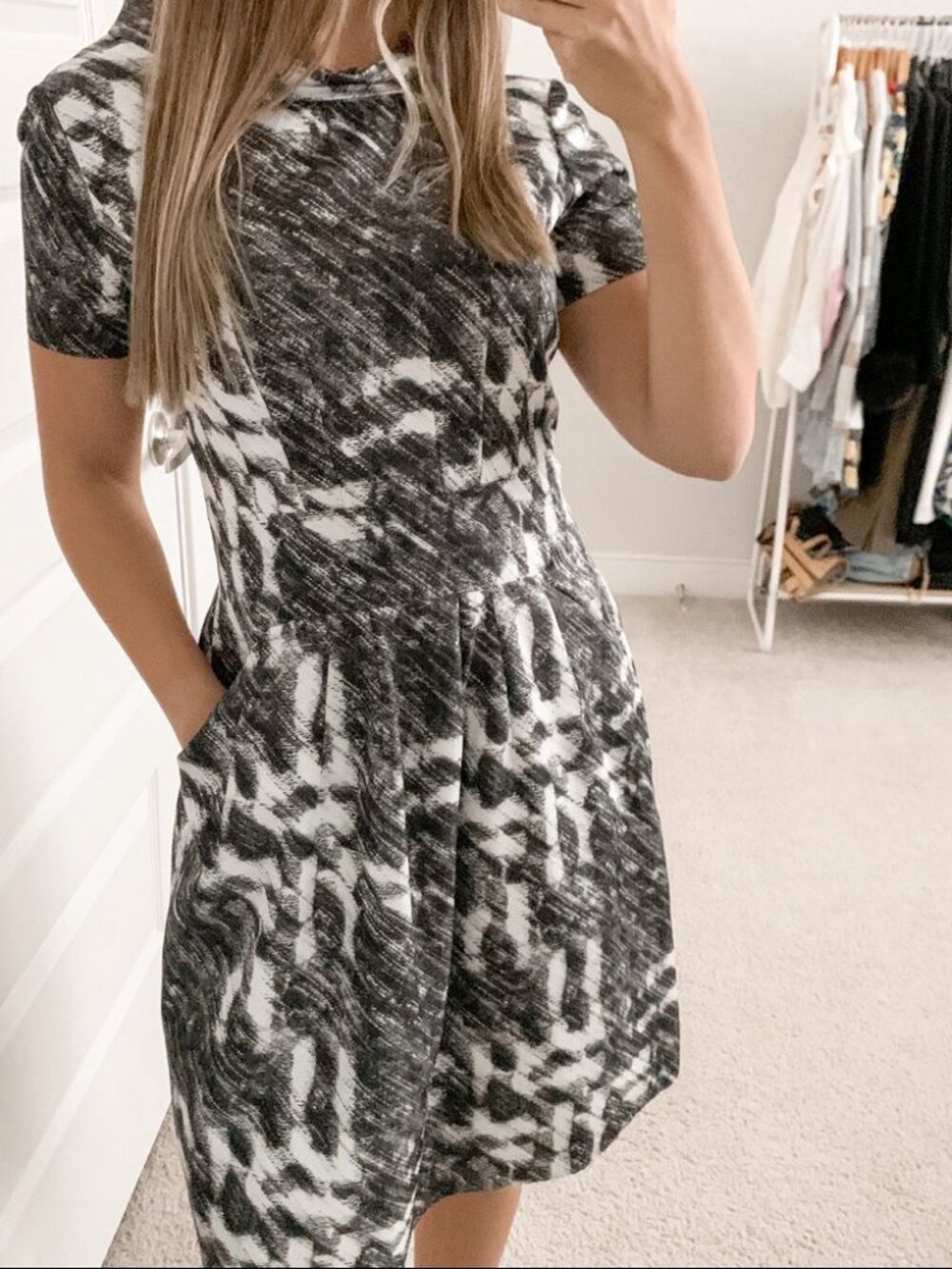 Oscar de la Renta Printed Fit and Flare Dress